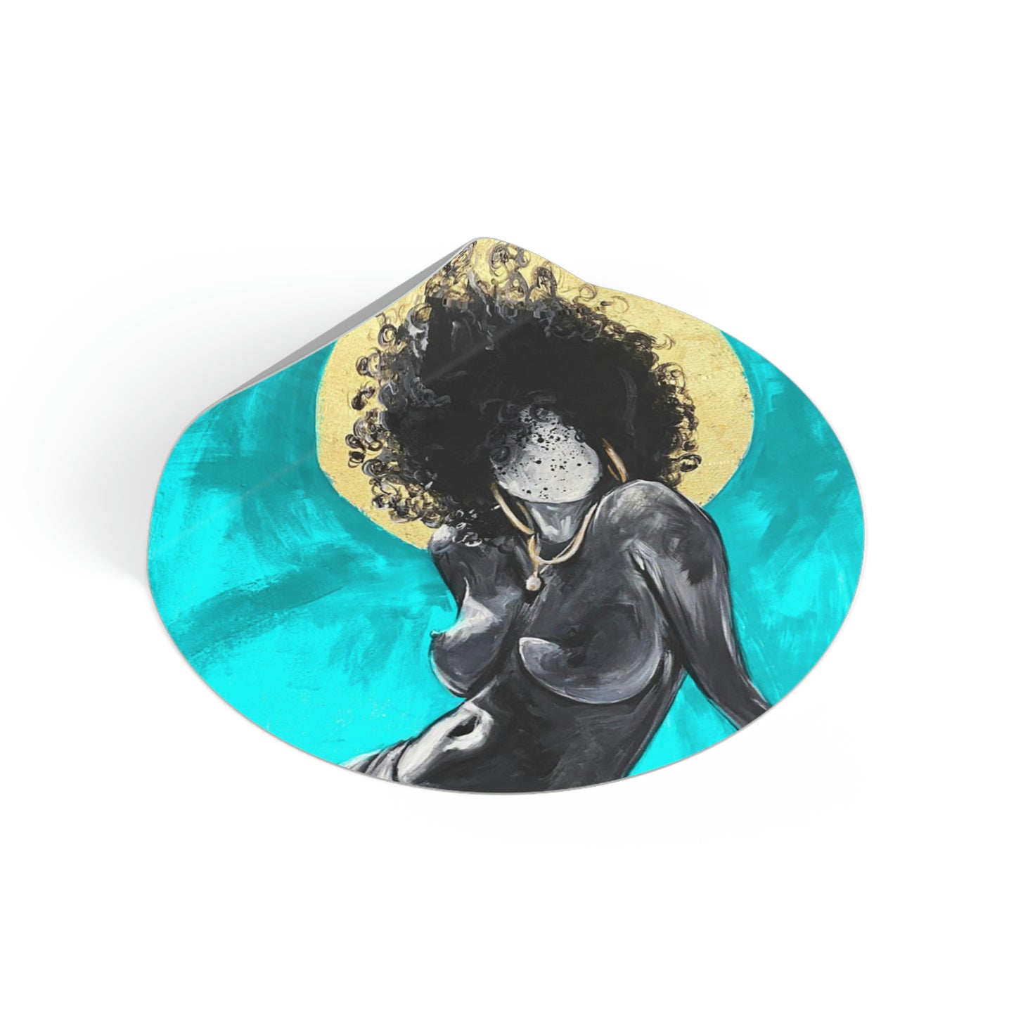 Naturally Nude III TEAL Round Vinyl Stickers