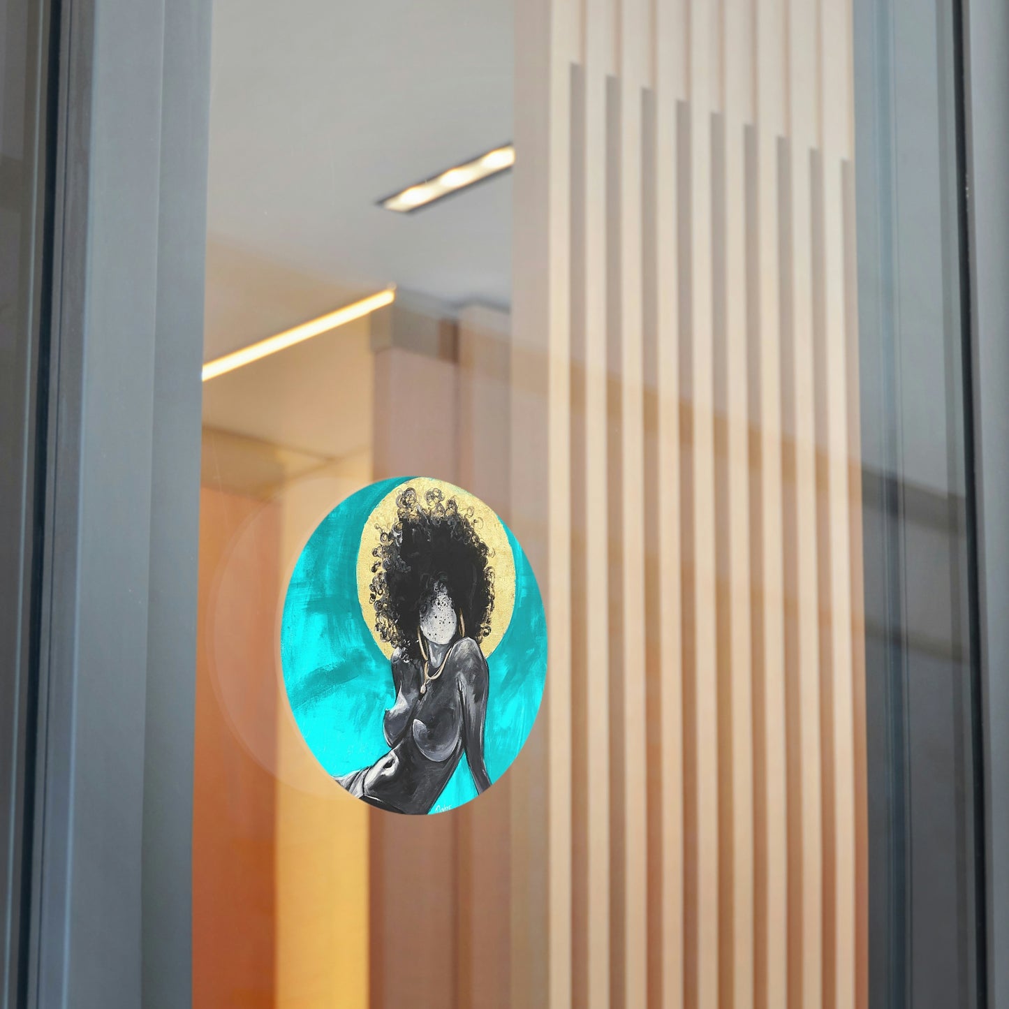 Naturally Nude III TEAL Round Vinyl Stickers