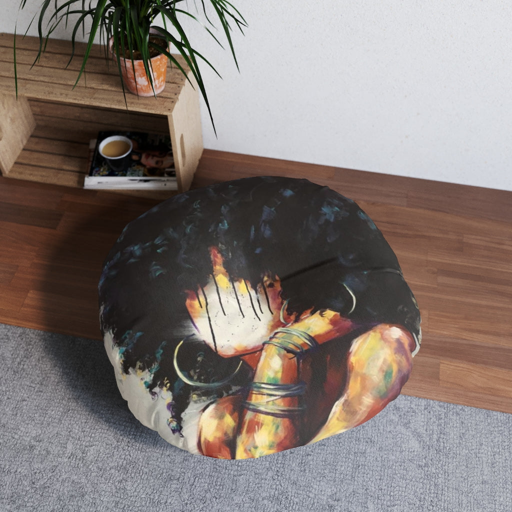 Naturally II Tufted Floor Pillow, Round