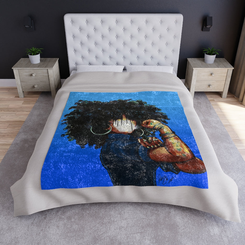 Naturally the Riveter BLUE Crushed Velvet Blanket