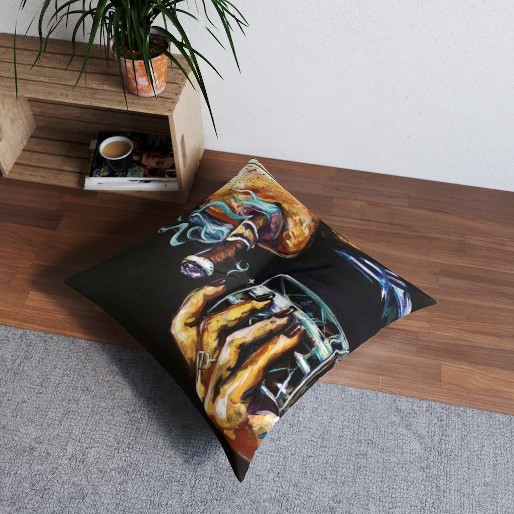 Naturally Bourbon Tufted Floor Pillow, Square