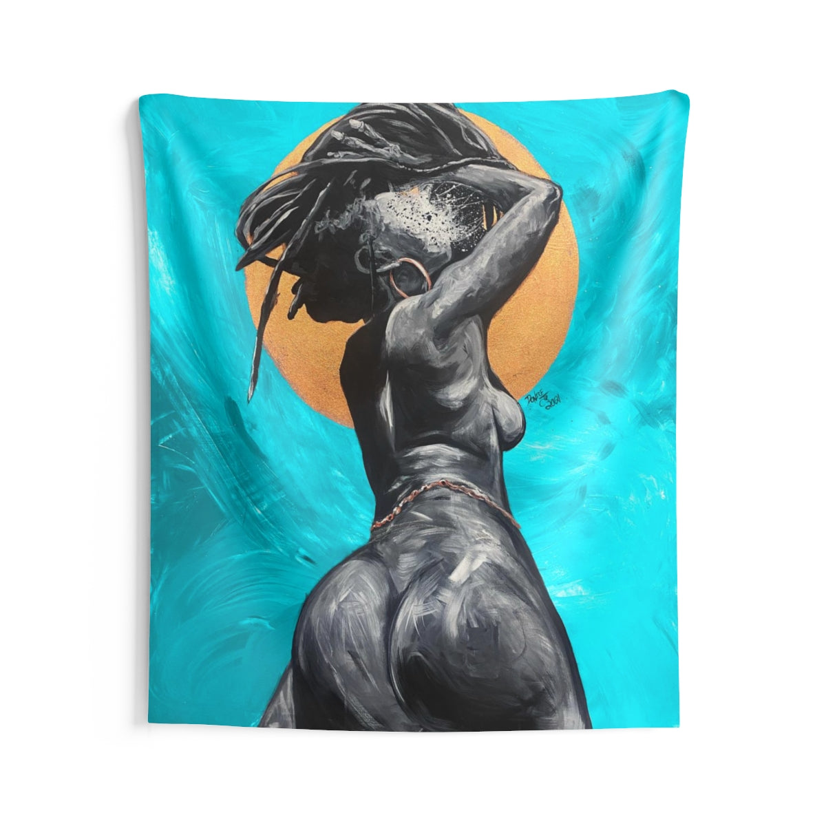 Naturally Nude V TEAL Indoor Wall Tapestries