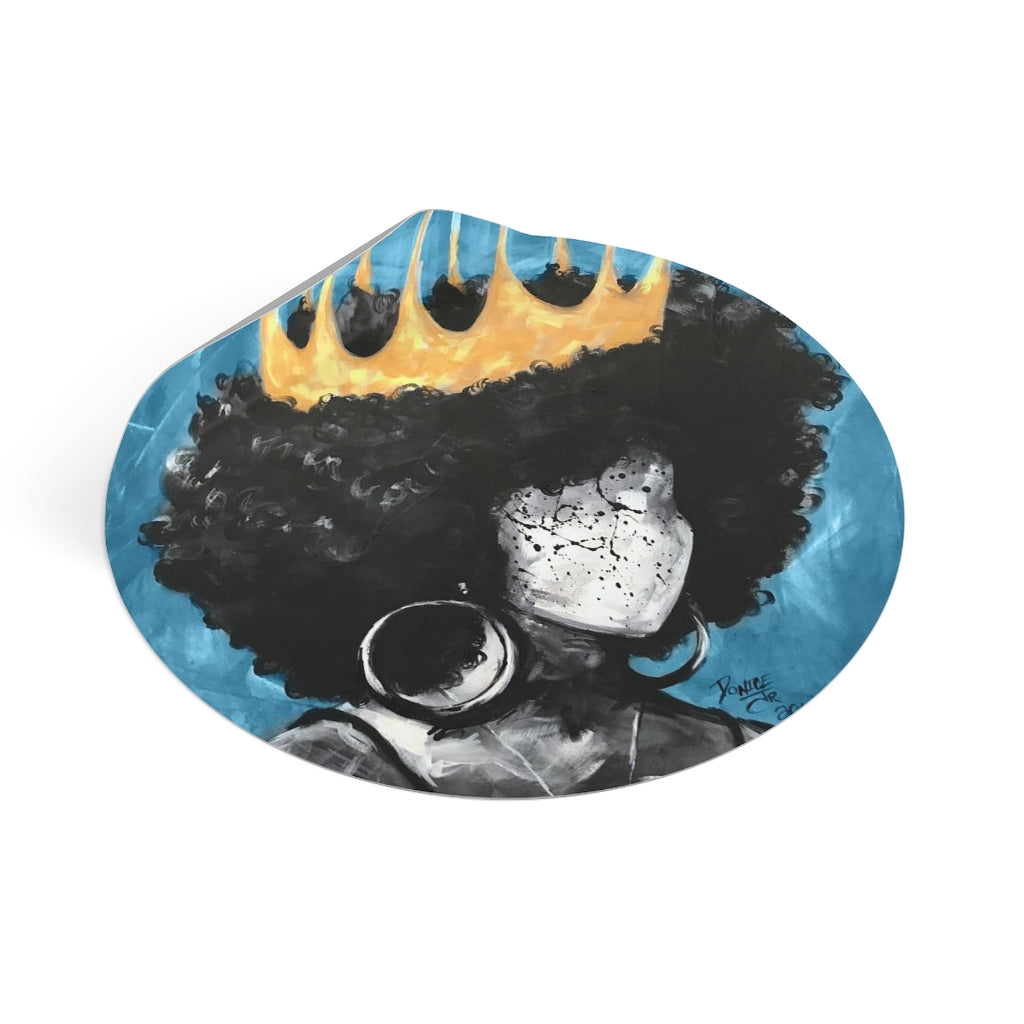 Naturally Queen II BLUE Round Vinyl Stickers