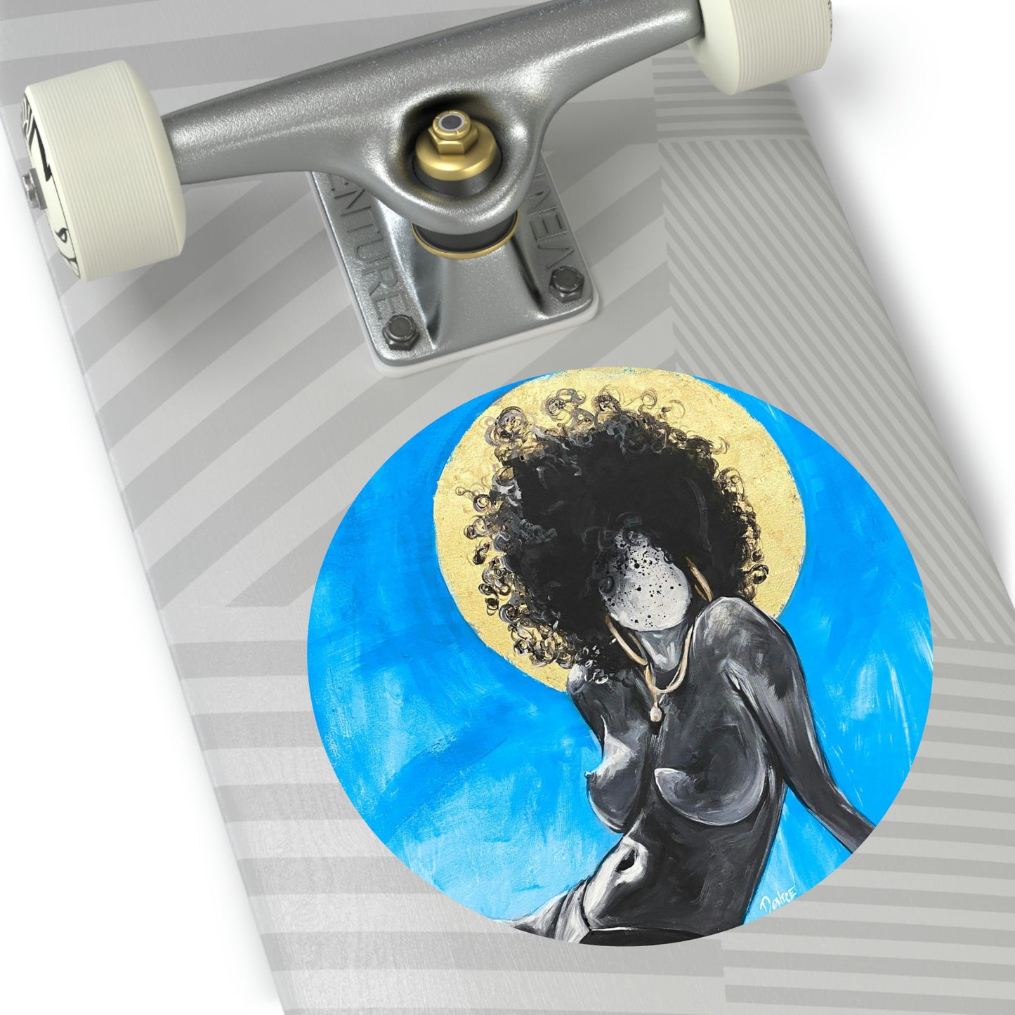 Naturally Nude III BLUE Round Vinyl Stickers