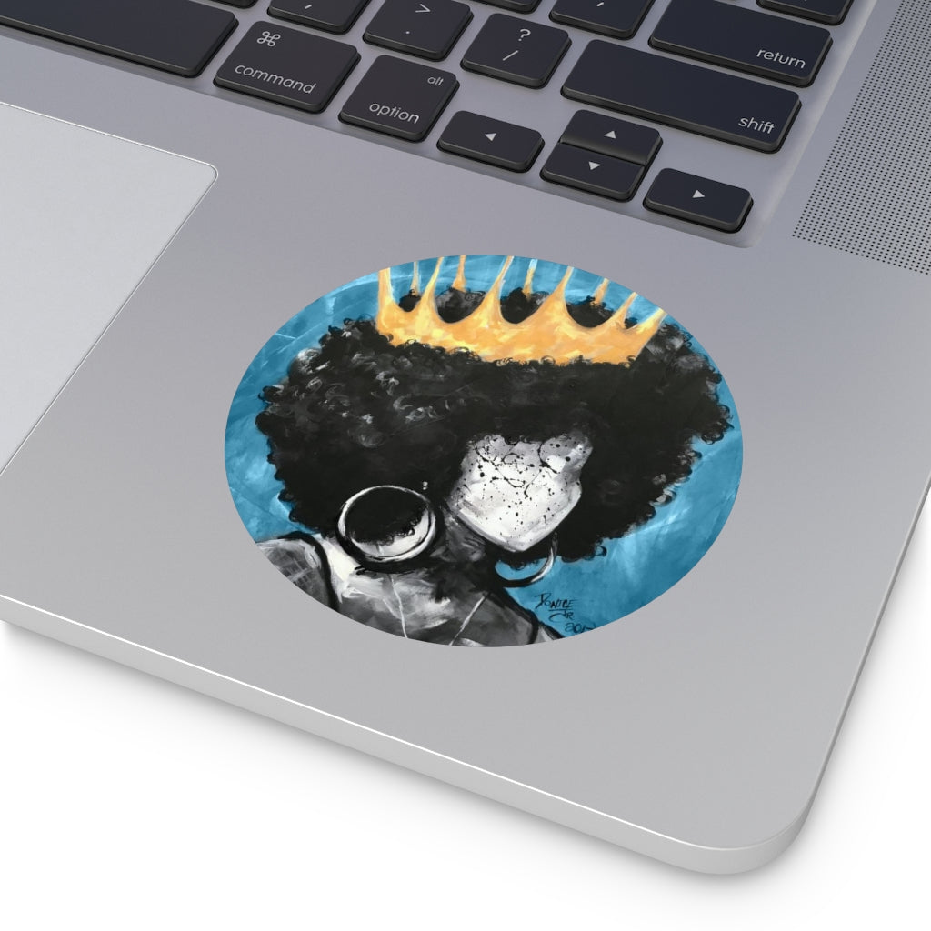 Naturally Queen II BLUE Round Vinyl Stickers
