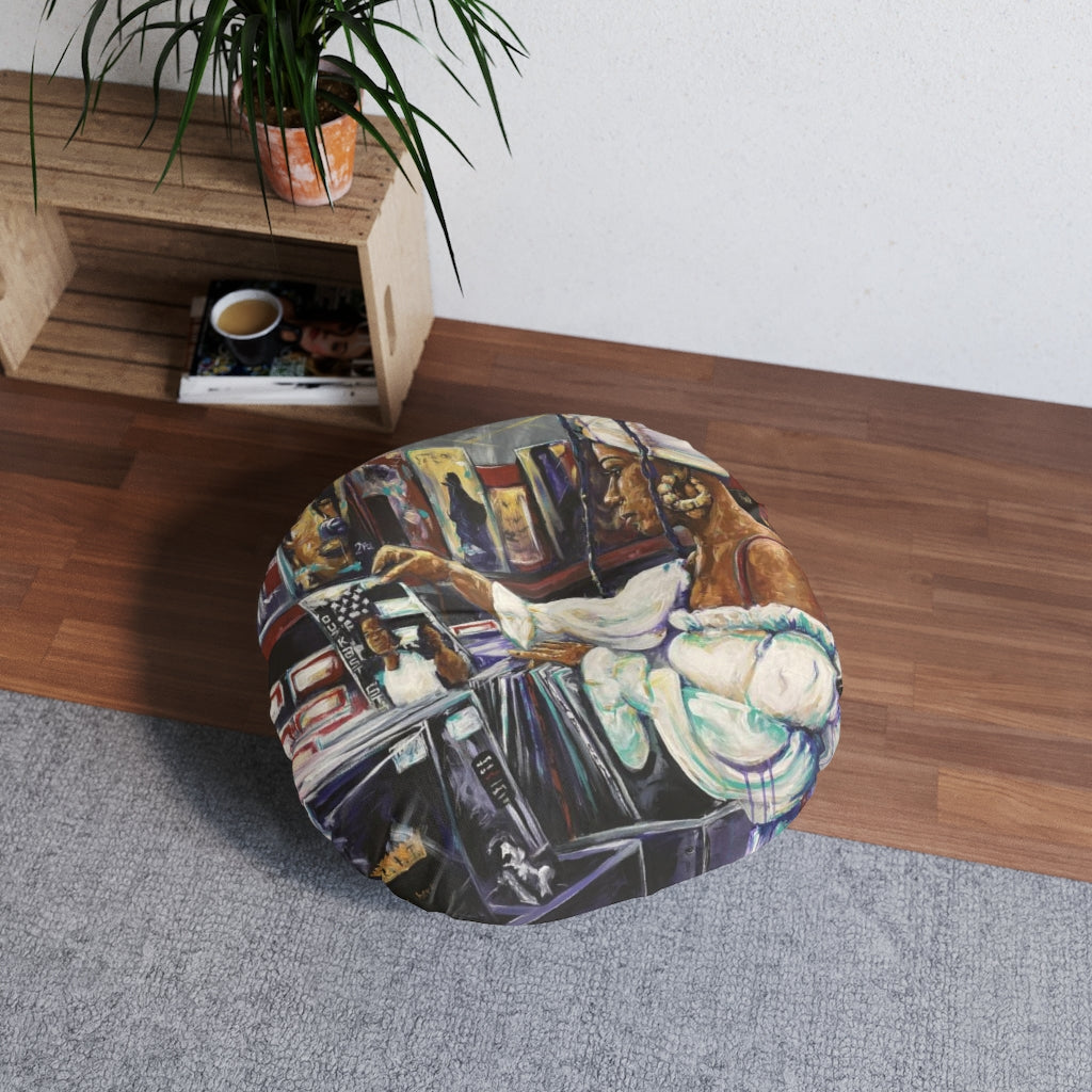 Naturally Nostalgic Tufted Floor Pillow, Round