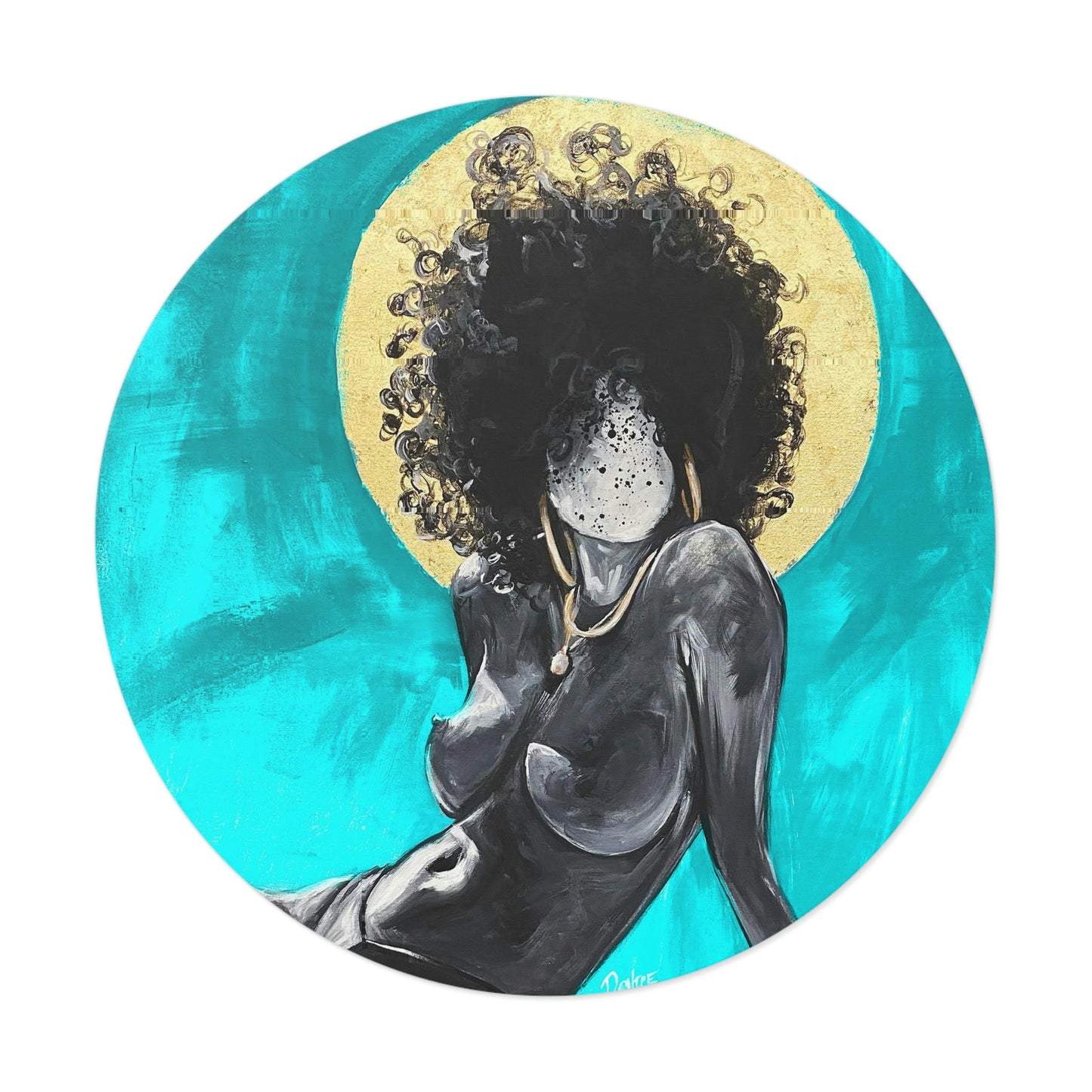 Naturally Nude III TEAL Round Vinyl Stickers