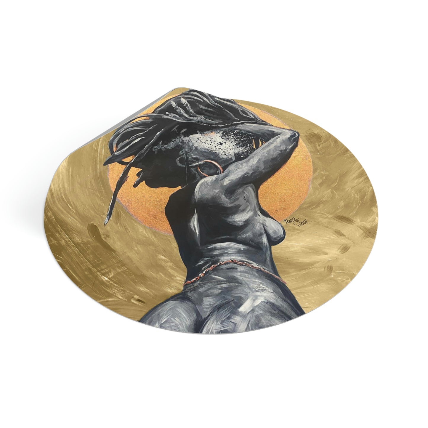 Naturally Nude V GOLD Round Vinyl Stickers