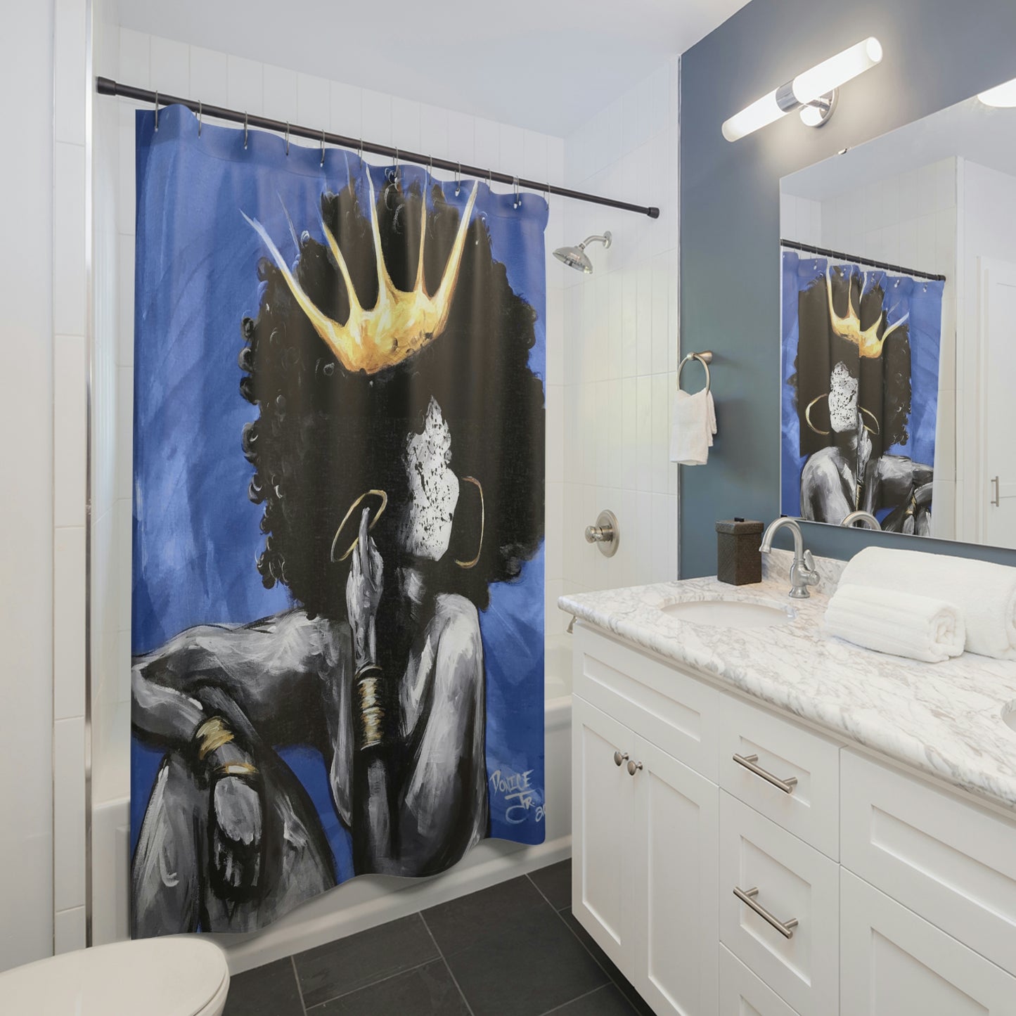 Naturally Queen VI BLUE Shower Curtains