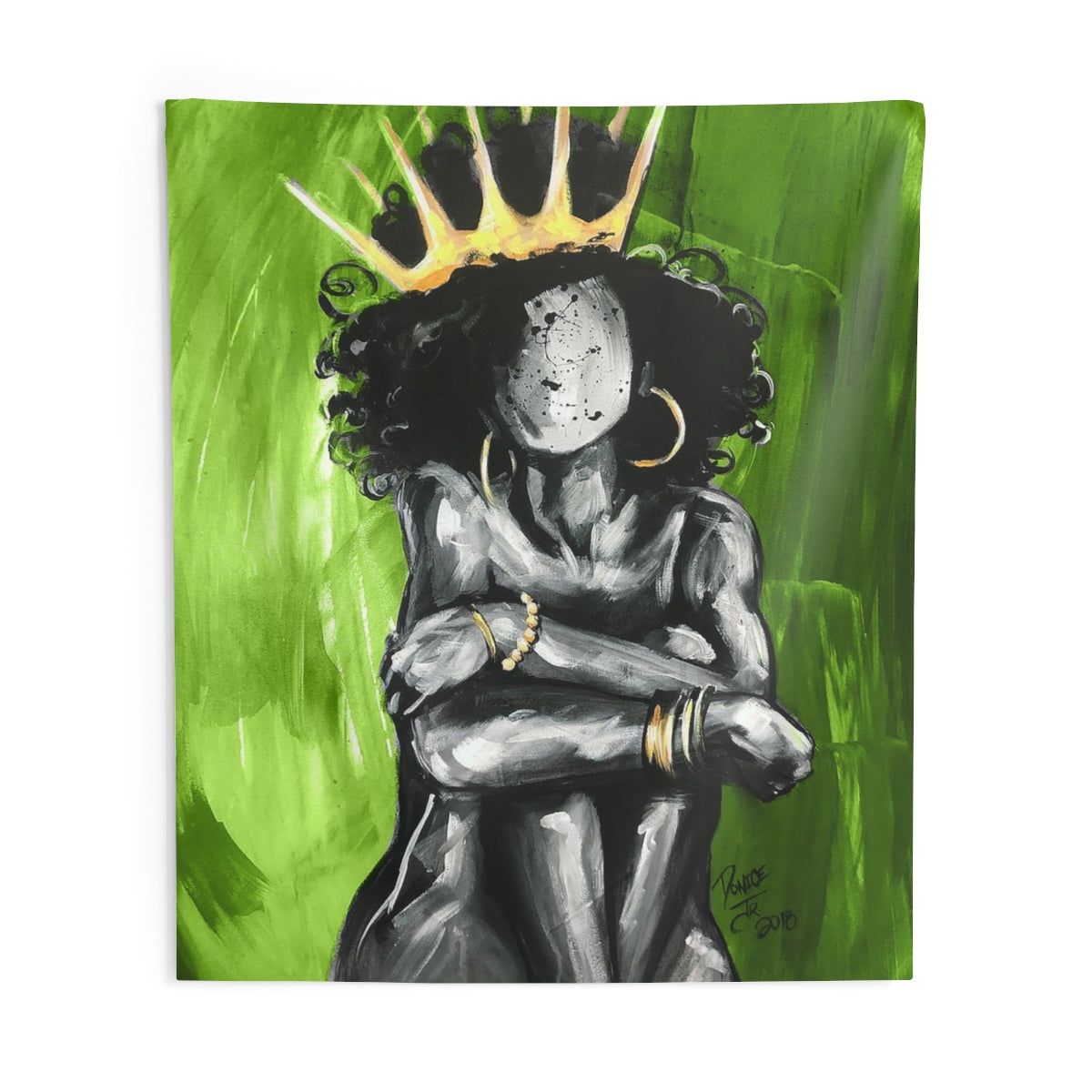 Naturally Queen IX GREEN Indoor Wall Tapestries
