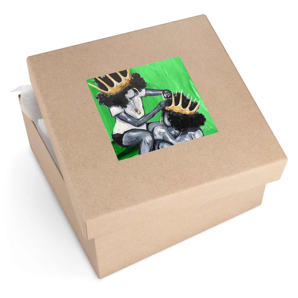 Naturally Queens GREEN Square Vinyl Stickers