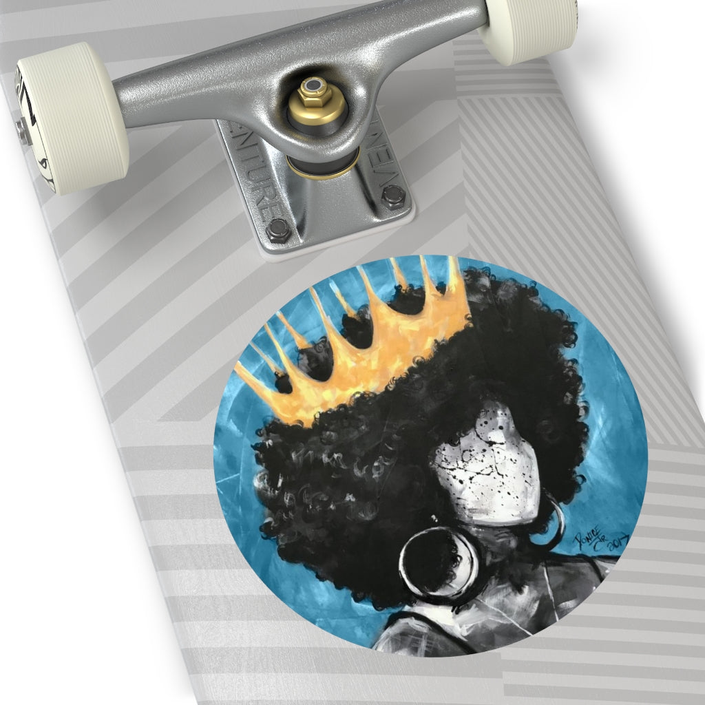 Naturally Queen II BLUE Round Vinyl Stickers