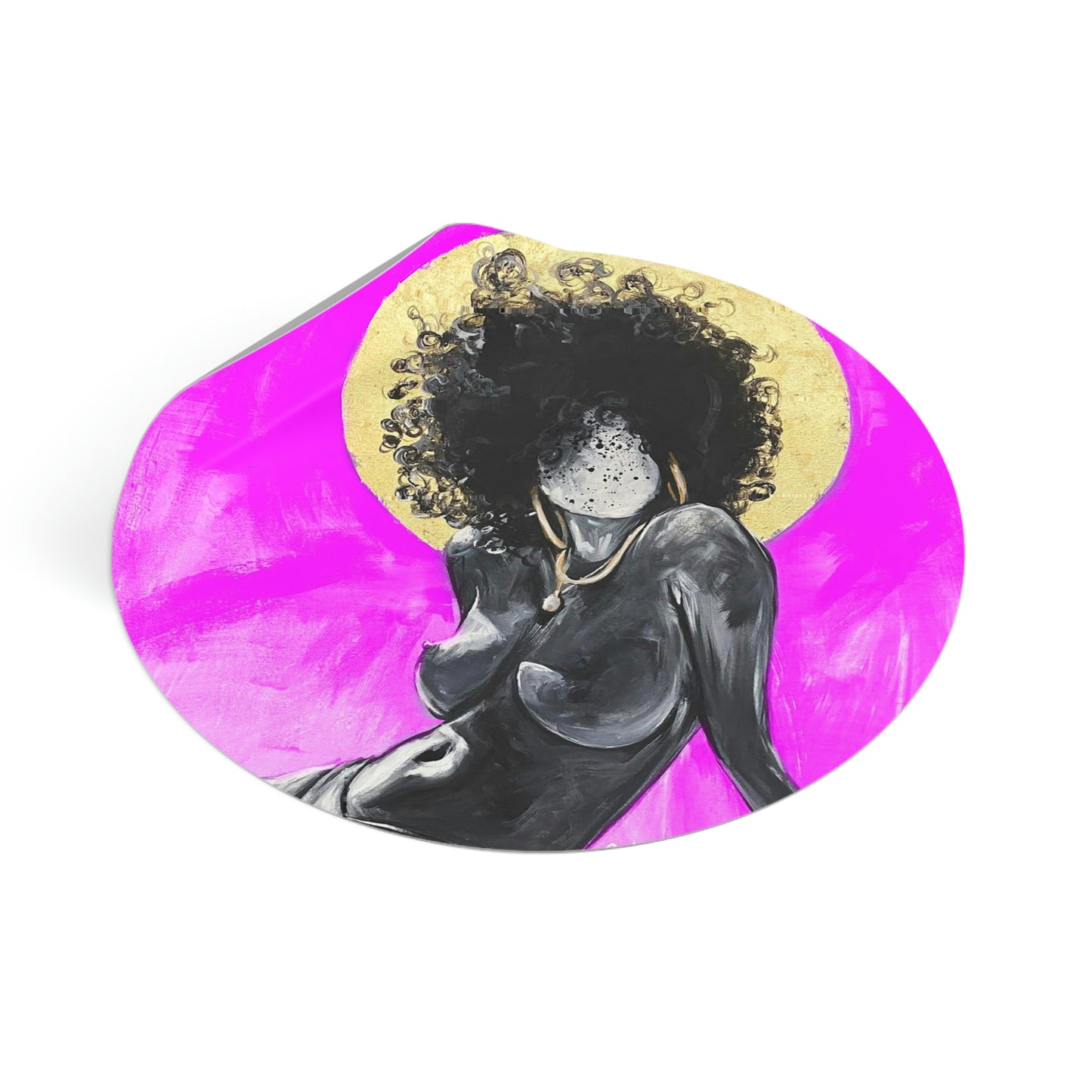 Naturally Nude III PINK Round Vinyl Stickers