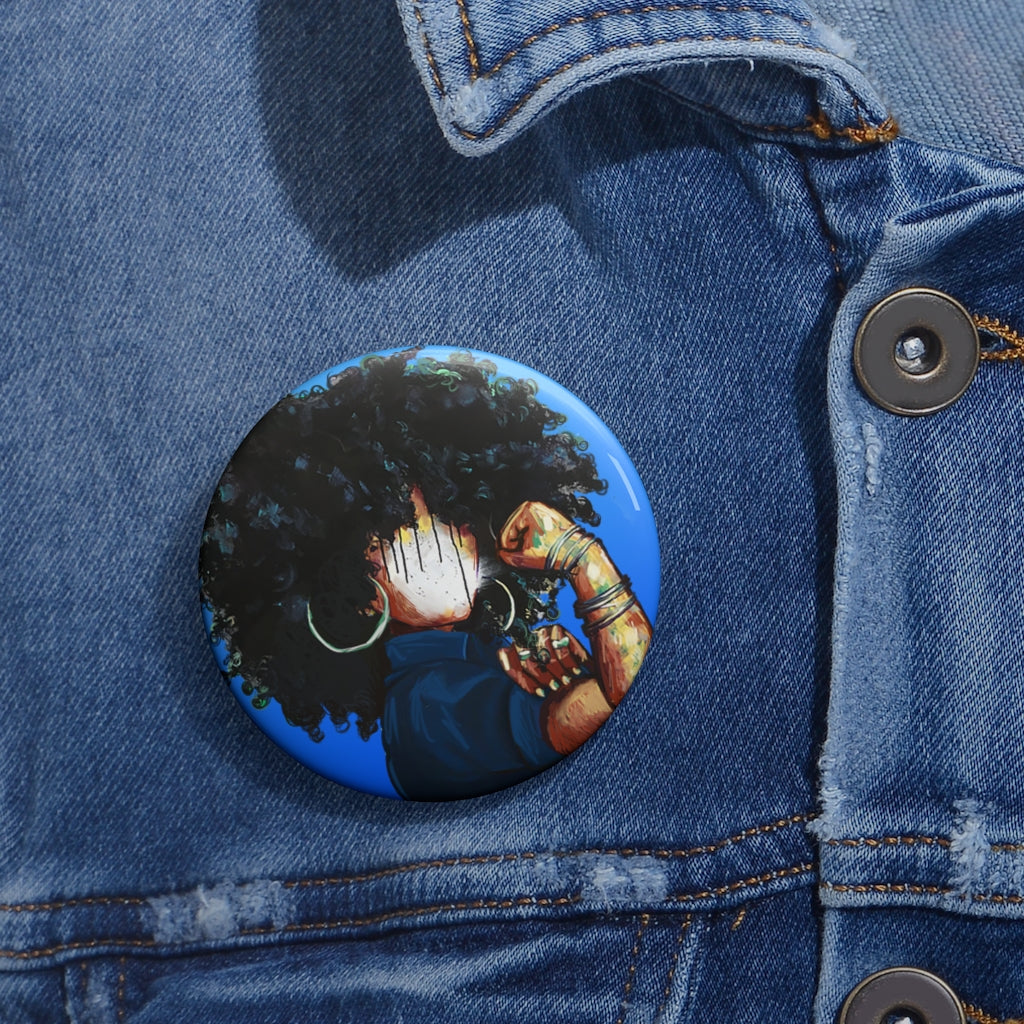 Naturally The Riveter BLUE Custom Pin Buttons
