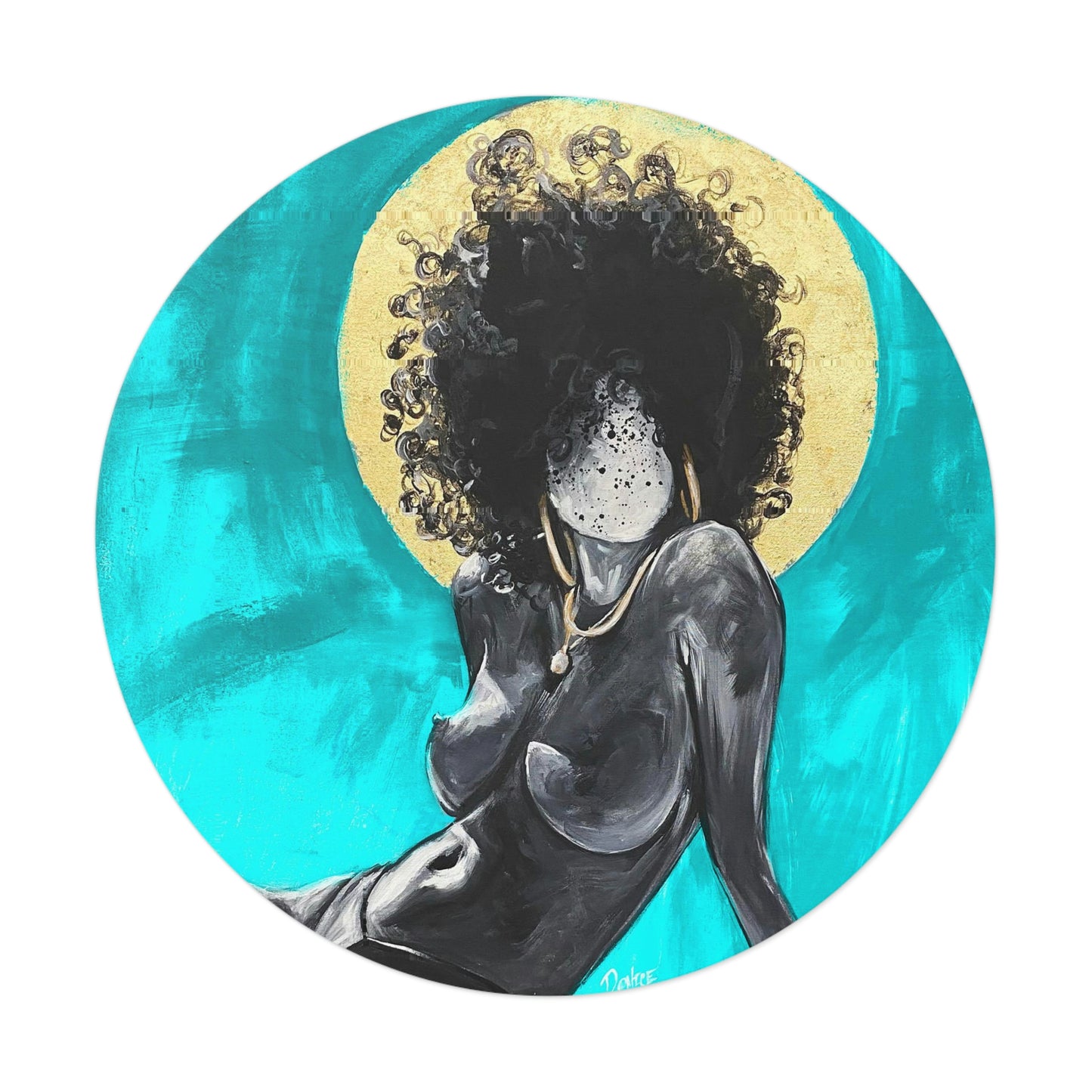 Naturally Nude III TEAL Round Vinyl Stickers