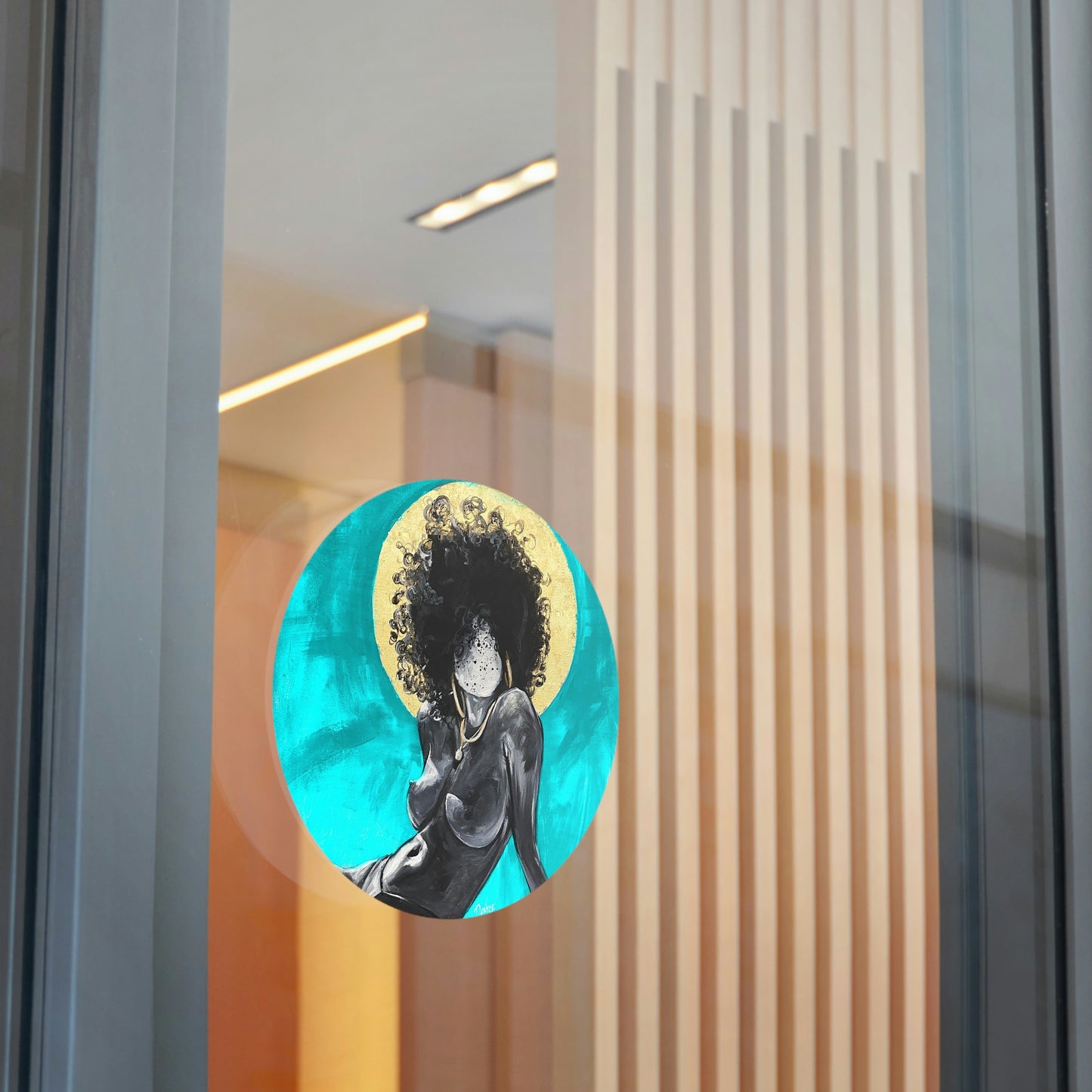 Naturally Nude III TEAL Round Vinyl Stickers