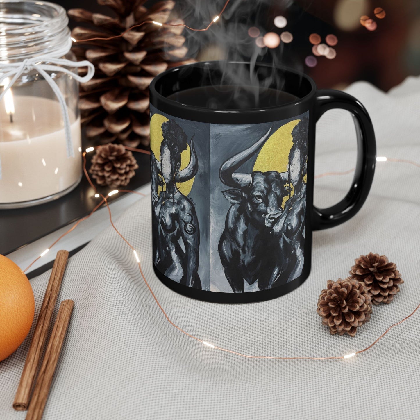 Naturally Taurus Black Ceramic Coffee Cup