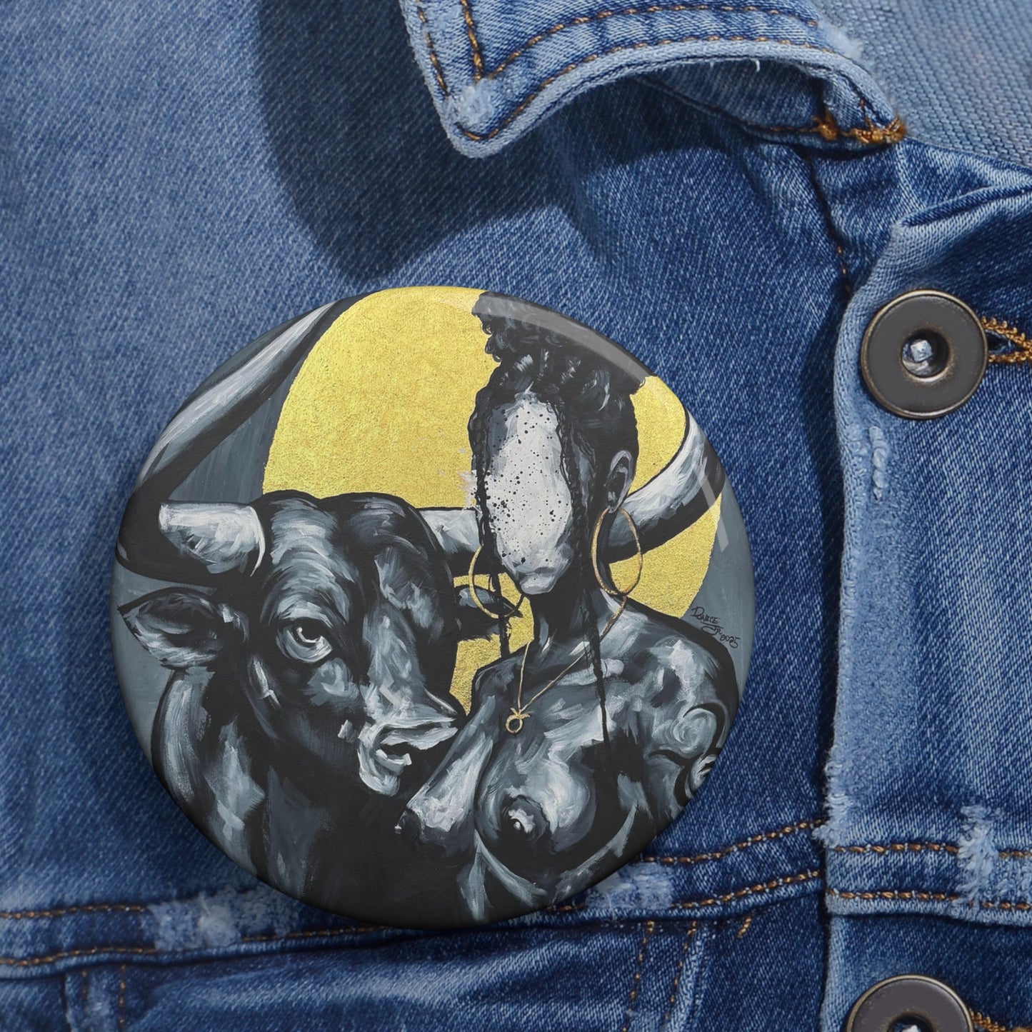 Naturally Taurus Pin Button