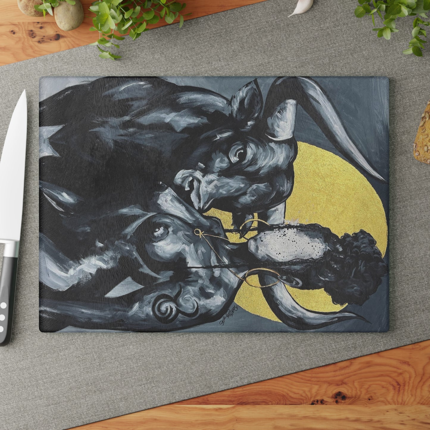 Naturally Taurus Glass Cutting Board