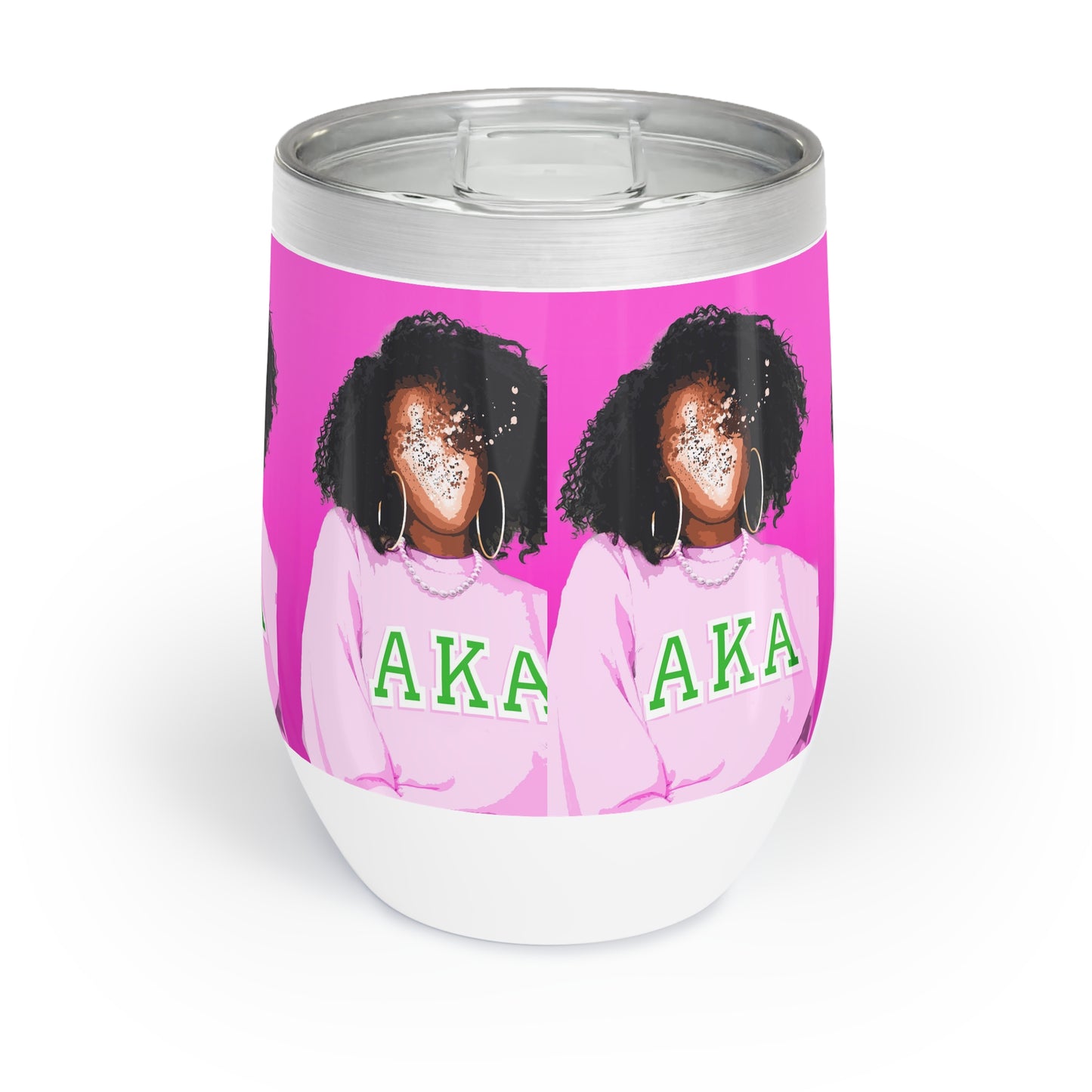 Chill Wine Tumbler - Pink Afro Queen Design - Perfect Gift for Celebrating Friendship and Sisterhood