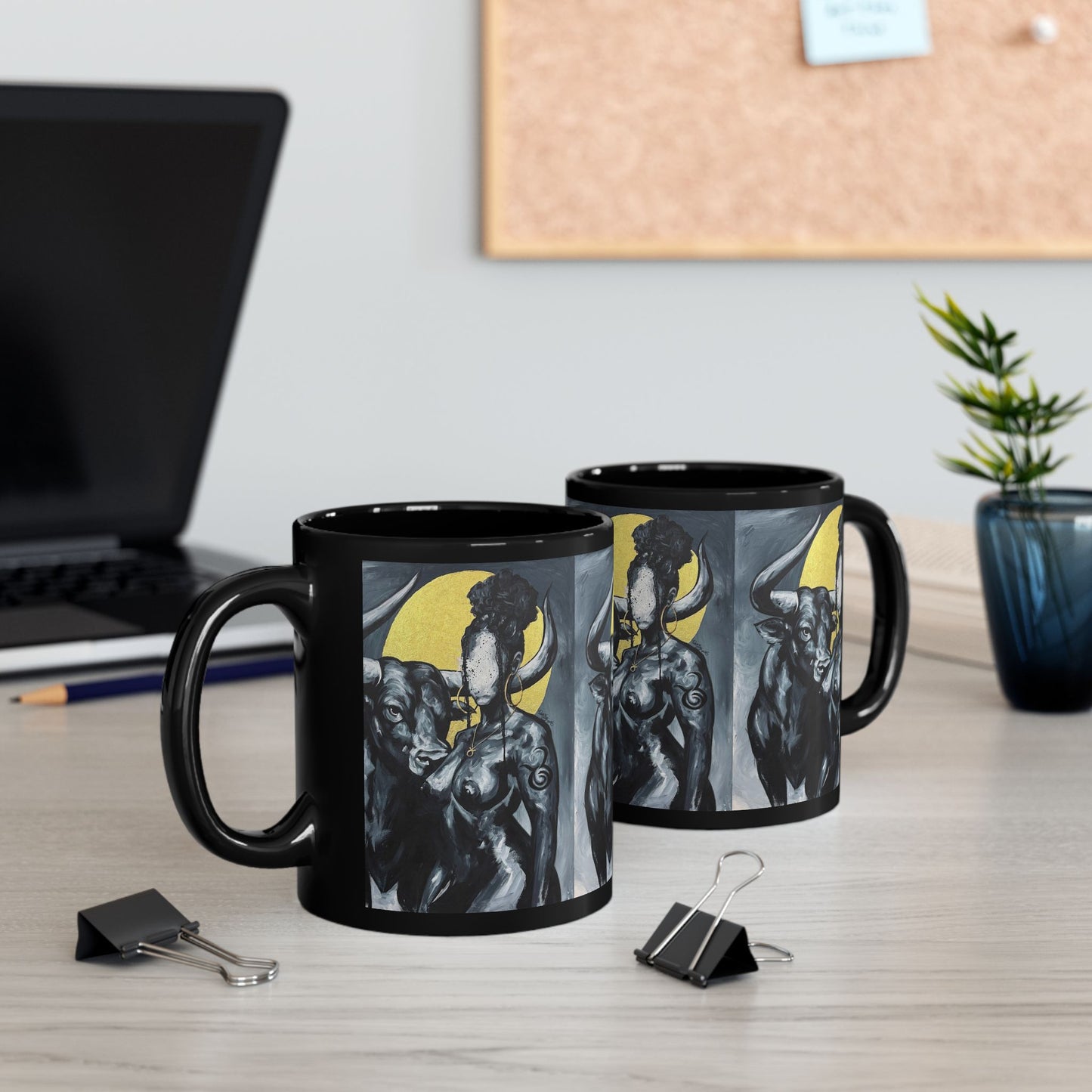 Naturally Taurus Black Ceramic Coffee Cup