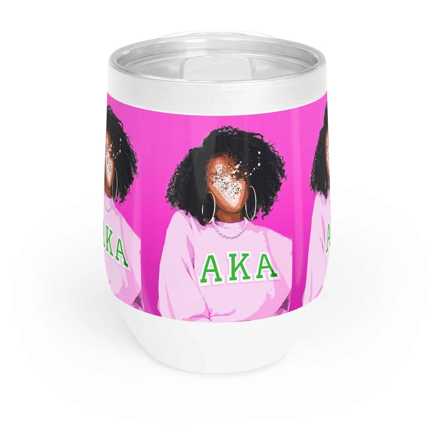 Chill Wine Tumbler - Pink Afro Queen Design - Perfect Gift for Celebrating Friendship and Sisterhood