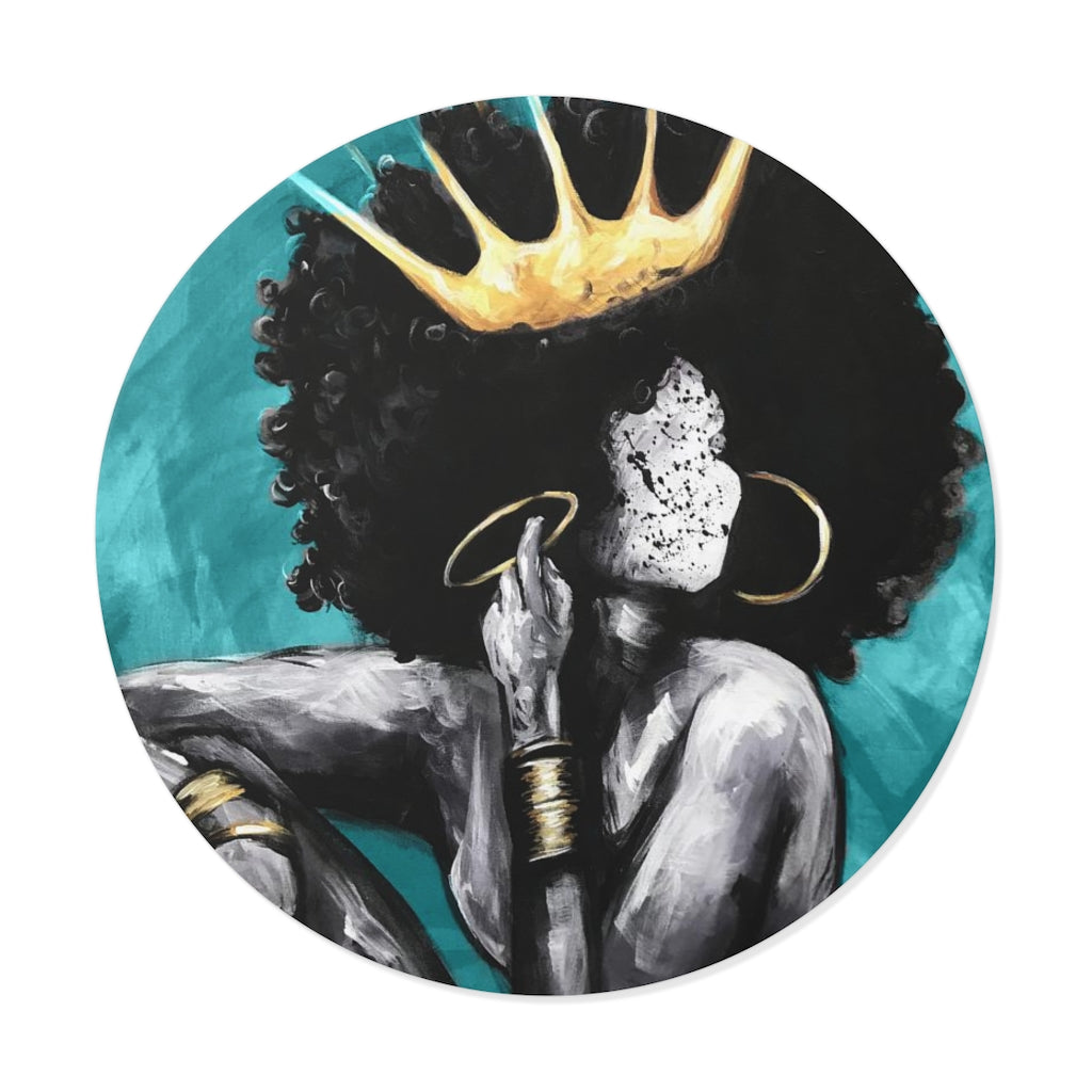 Naturally Queen VI TEAL Round Vinyl Stickers