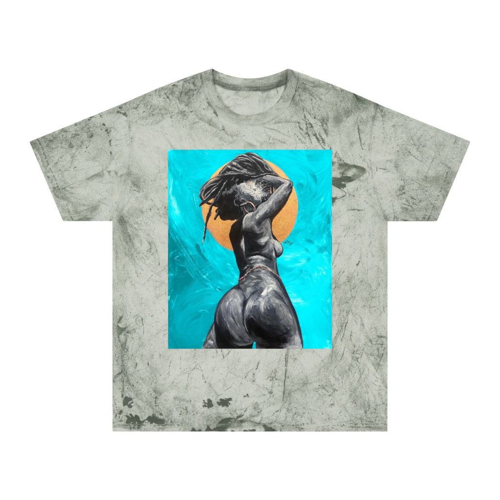 Naturally Nude V TEAL Unisex Color Blast T-Shirt