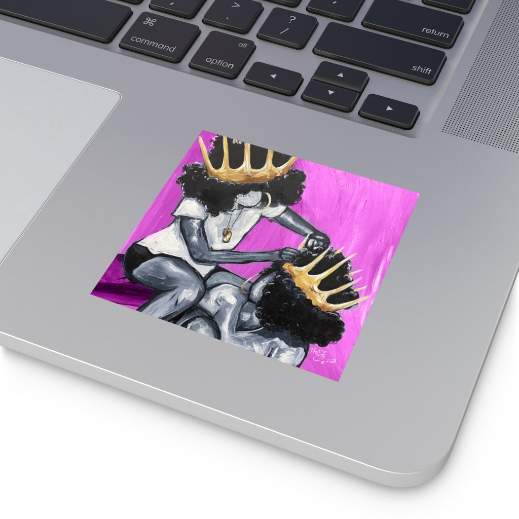 Naturally Queens PINK Square Vinyl Stickers