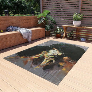 Naturally Black Love I Outdoor Rug