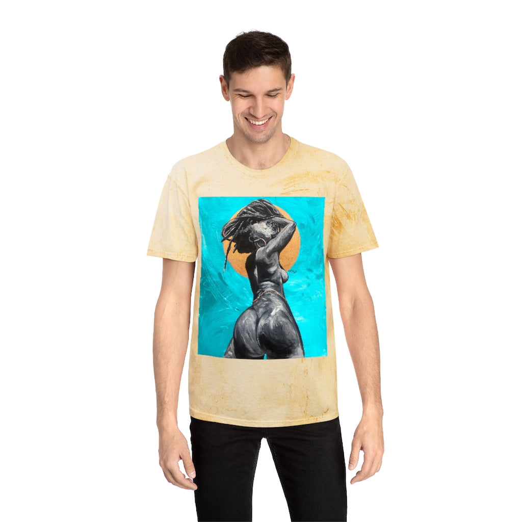 Naturally Nude V TEAL Unisex Color Blast T-Shirt