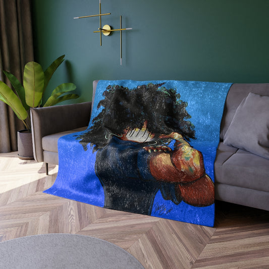 Naturally the Riveter BLUE Crushed Velvet Blanket
