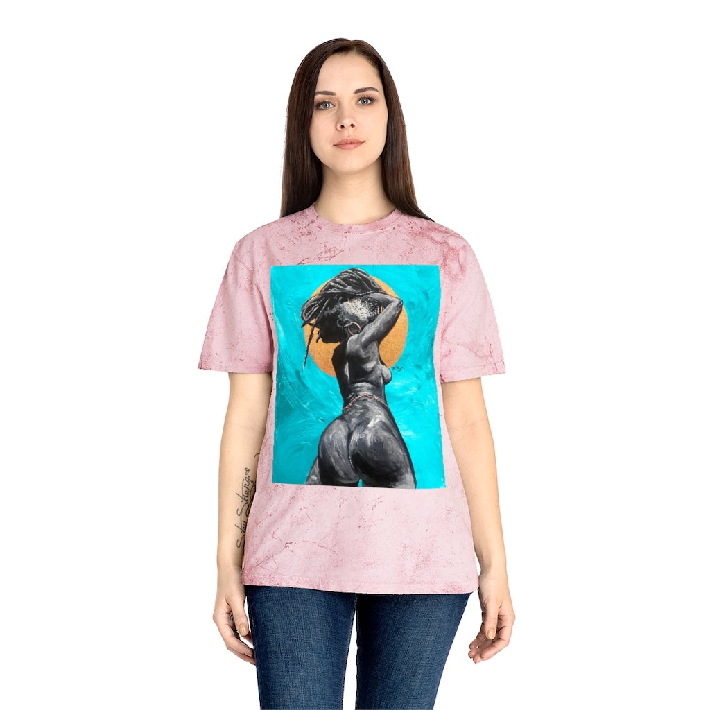 Naturally Nude V TEAL Unisex Color Blast T-Shirt