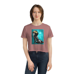 Naturally Queen VIII TEAL Women's Flowy Cropped Tee