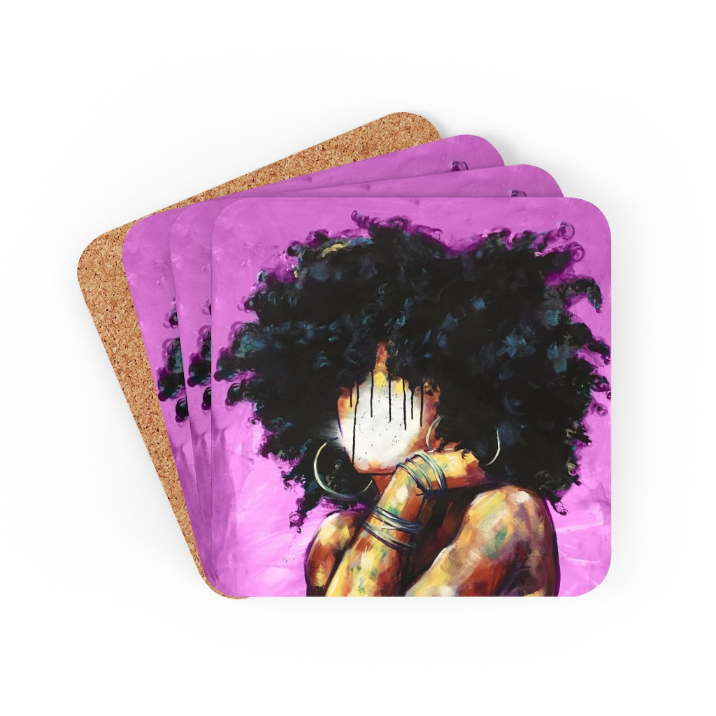 Naturally II PINK Corkwood Coaster Set