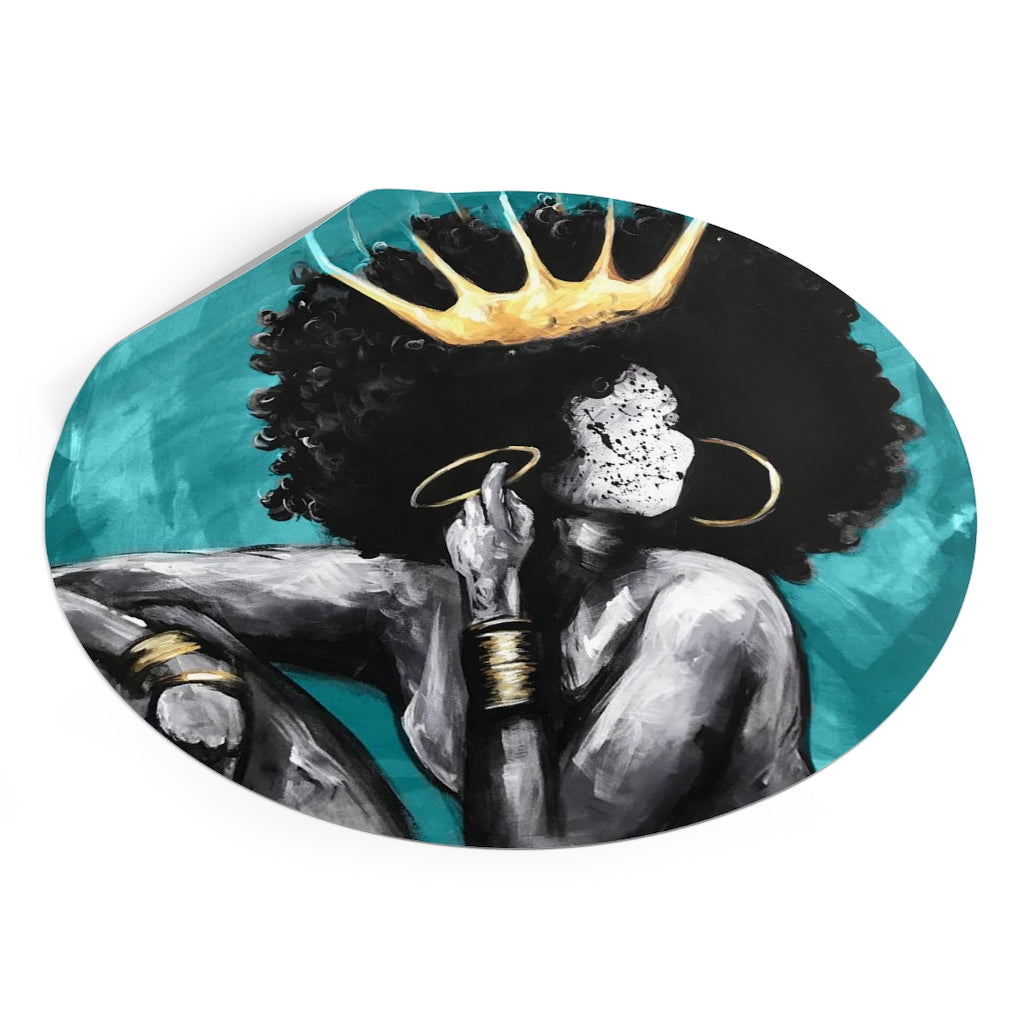Naturally Queen VI TEAL Round Vinyl Stickers