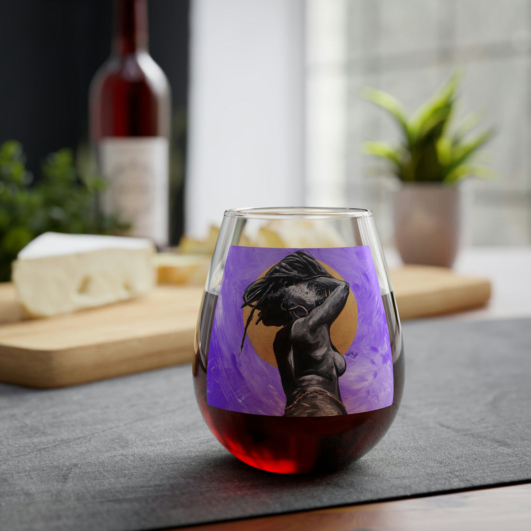 Naturally Nude V PURPLE Stemless Wine Glass, 11.75oz