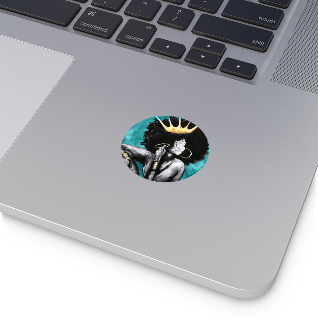 Naturally Queen VI TEAL Round Vinyl Stickers