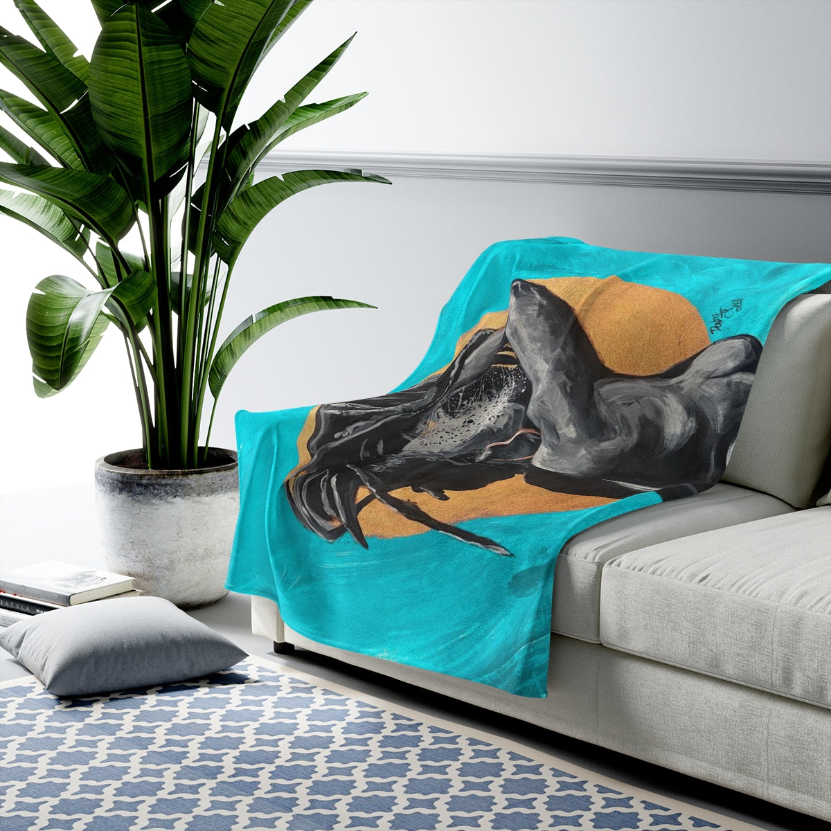 Naturally Nude V TEAL Velveteen Plush Blanket