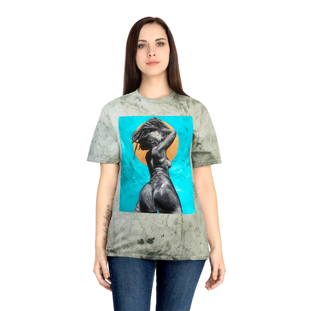 Naturally Nude V TEAL Unisex Color Blast T-Shirt