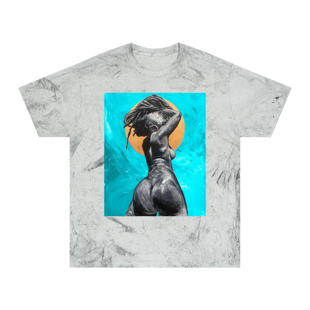 Naturally Nude V TEAL Unisex Color Blast T-Shirt