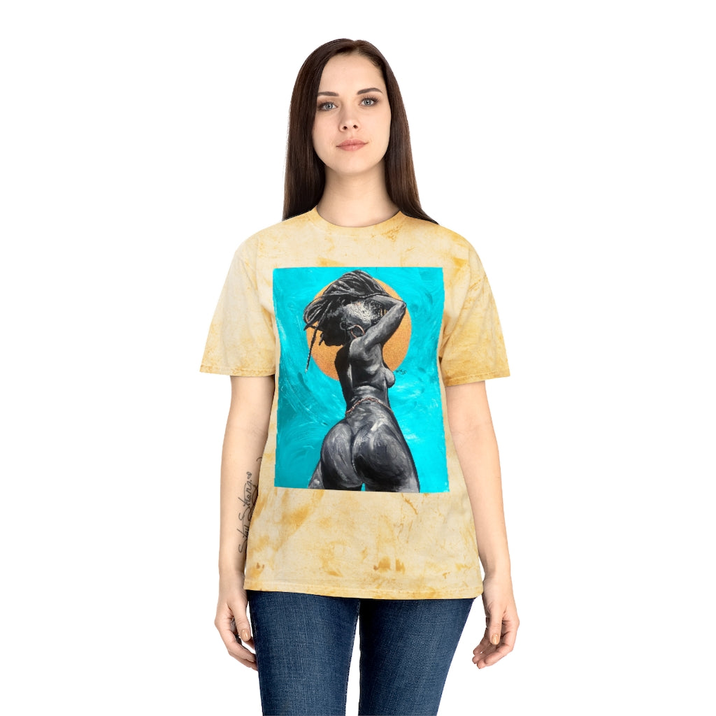 Naturally Nude V TEAL Unisex Color Blast T-Shirt