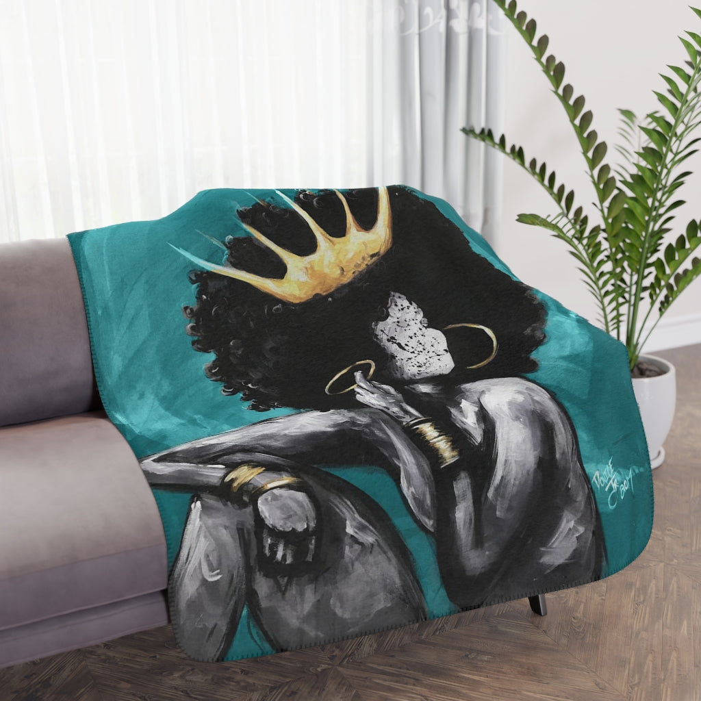Naturally Queen VI TEAL Tan Sherpa Blanket