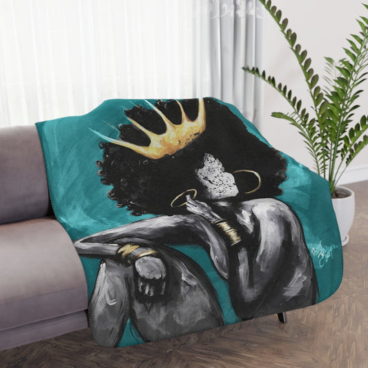 Naturally Queen VI TEAL Tan Sherpa Blanket