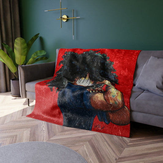 Naturally the Riveter RED Crushed Velvet Blanket