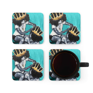 Naturally Queens I TEAL Cork Back Coaster