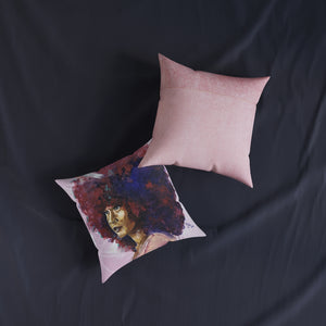 Naturally Kayla Madonna Square Pillow - Pink Back