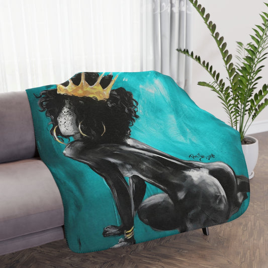 Naturally Queen VIII TEAL Tan Sherpa Blanket