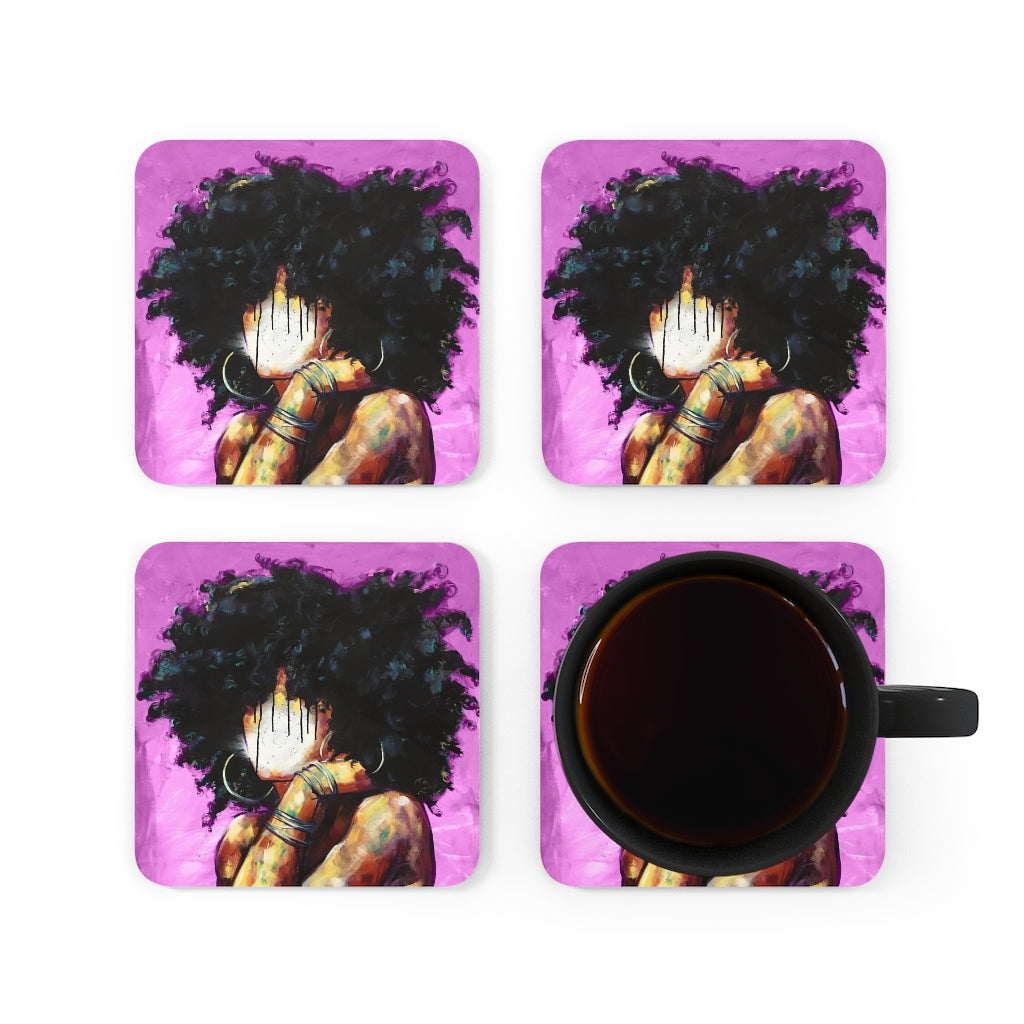 Naturally II PINK Corkwood Coaster Set