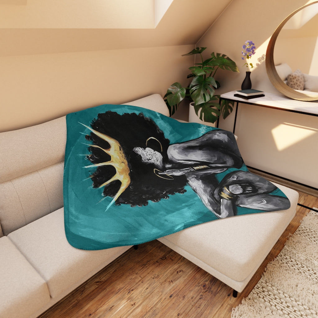 Naturally Queen VI TEAL Tan Sherpa Blanket